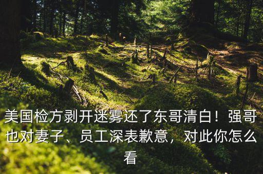 美國(guó)檢方剝開迷霧還了東哥清白！強(qiáng)哥也對(duì)妻子、員工深表歉意，對(duì)此你怎么看