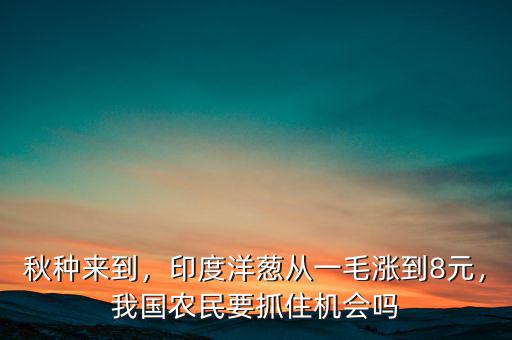 秋種來到，印度洋蔥從一毛漲到8元，我國農(nóng)民要抓住機(jī)會嗎