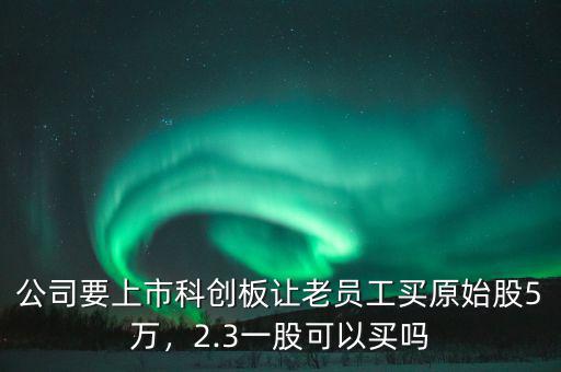 公司要上市科創(chuàng)板讓老員工買原始股5萬(wàn)，2.3一股可以買嗎