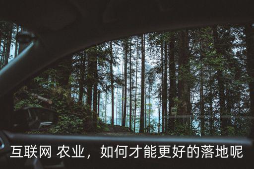 互聯(lián)網(wǎng) 農(nóng)業(yè)，如何才能更好的落地呢