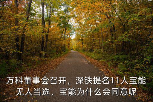 萬科董事會(huì)召開，深鐵提名11人寶能無人當(dāng)選，寶能為什么會(huì)同意呢
