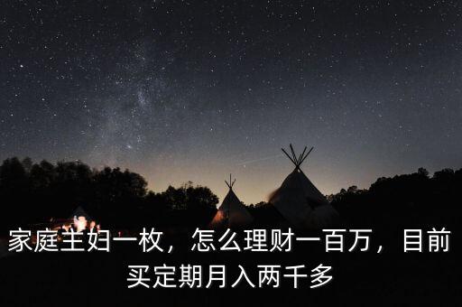 家庭主婦一枚，怎么理財一百萬，目前買定期月入兩千多
