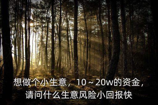 想做個(gè)小生意，10～20w的資金，請(qǐng)問(wèn)什么生意風(fēng)險(xiǎn)小回報(bào)快
