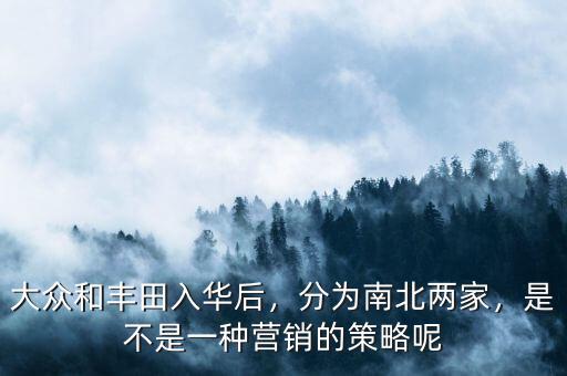 大眾和豐田入華后，分為南北兩家，是不是一種營(yíng)銷(xiāo)的策略呢
