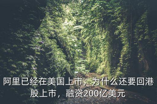 阿里已經(jīng)在美國上市，為什么還要回港股上市，融資200億美元