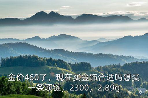 金價(jià)460了，現(xiàn)在買金飾合適嗎想買一條項(xiàng)鏈，2300，2.89g