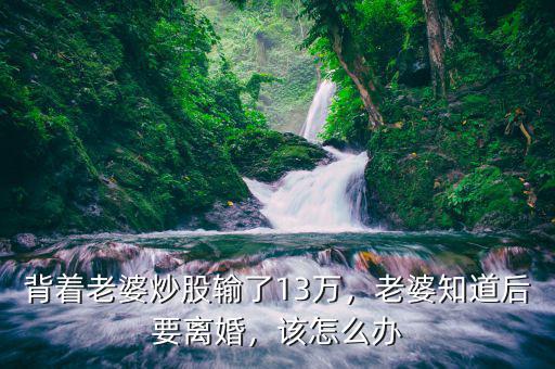 背著老婆炒股輸了13萬，老婆知道后要離婚，該怎么辦