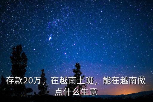 存款20萬，在越南上班，能在越南做點(diǎn)什么生意