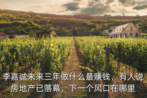 李嘉誠未來三年做什么最賺錢，有人說房地產(chǎn)已落幕，下一個風(fēng)口在哪里