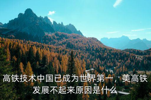 高鐵技術(shù)中國(guó)已成為世界第一，美高鐵發(fā)展不起來(lái)原因是什么
