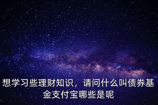 想學(xué)習(xí)些理財知識，請問什么叫債券基金支付寶哪些是呢