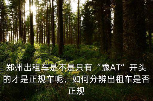 鄭州出租車(chē)是不是只有“豫AT”開(kāi)頭的才是正規(guī)車(chē)呢，如何分辨出租車(chē)是否正規(guī)
