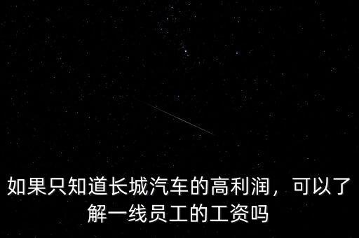 如果只知道長城汽車的高利潤，可以了解一線員工的工資嗎