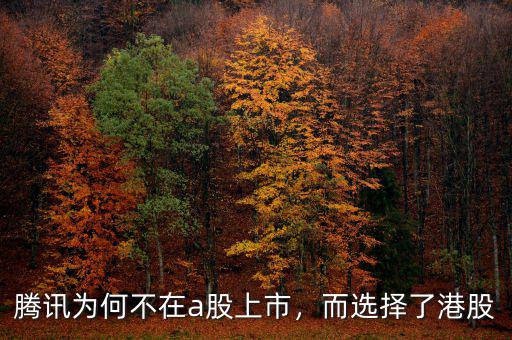 騰訊為何不在a股上市，而選擇了港股