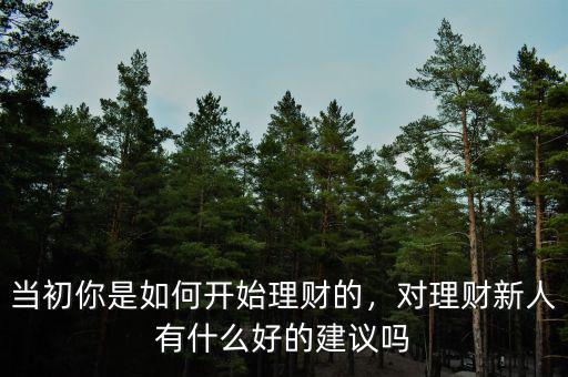 當(dāng)初你是如何開始理財?shù)?，對理財新人有什么好的建議嗎