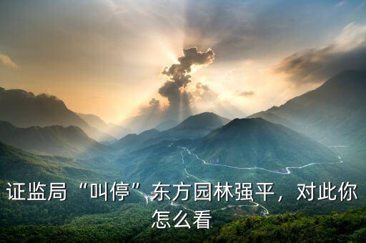 證監(jiān)局“叫?！睎|方園林強(qiáng)平，對(duì)此你怎么看