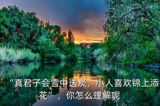“真君子會雪中送炭，小人喜歡錦上添花”，你怎么理解呢
