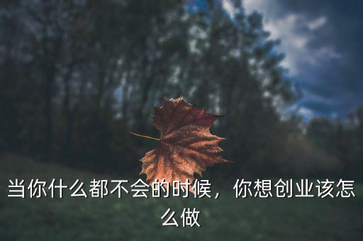 當(dāng)你什么都不會的時候，你想創(chuàng)業(yè)該怎么做