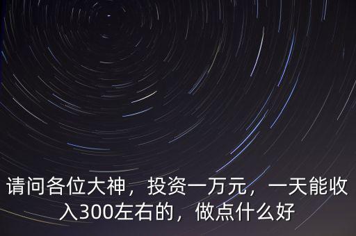 請問各位大神，投資一萬元，一天能收入300左右的，做點什么好