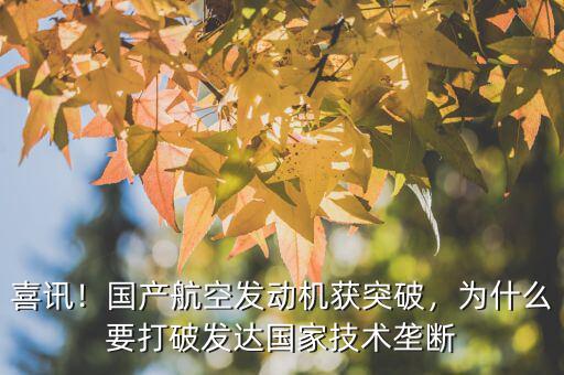 喜訊！國產(chǎn)航空發(fā)動機獲突破，為什么要打破發(fā)達國家技術(shù)壟斷