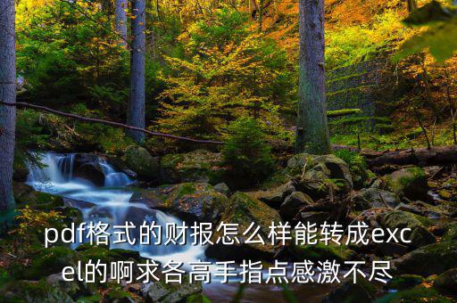 什么是財報自動轉(zhuǎn)換工具，pdf格式的財報怎么樣能轉(zhuǎn)成excel的啊求各高手指點感激不盡