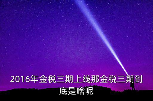 金稅三期什么時(shí)候改革，2016年金稅三期上線那金稅三期到底是啥呢