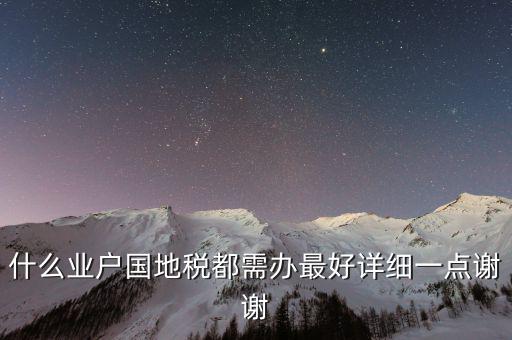什么業(yè)戶國地稅都需辦最好詳細(xì)一點謝謝