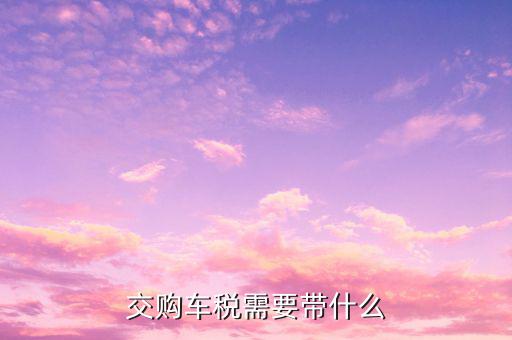 銅陵交購車稅需要什么材料，汽車購置稅要什么材料