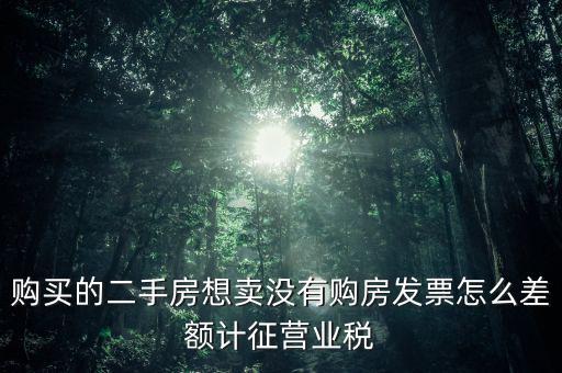 佛山市舊房產沒有發(fā)票如何征稅，購買的二手房想賣沒有購房發(fā)票怎么差額計征營業(yè)稅