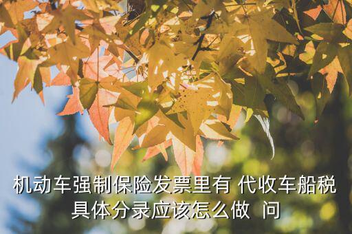 代收車船費(fèi)如何記賬，機(jī)動(dòng)車強(qiáng)制保險(xiǎn)發(fā)票里有 代收車船稅具體分錄應(yīng)該怎么做  問(wèn)