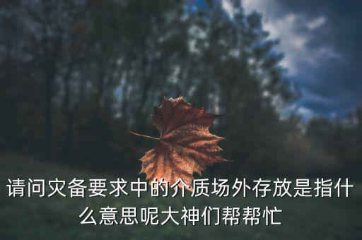 場外配置是什么意思，請問災(zāi)備要求中的介質(zhì)場外存放是指什么意思呢大神們幫幫忙