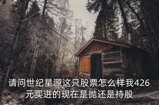 世紀星源為什么還不變成st，請問世紀星源這只股票怎么樣我426元買進的現在是拋還是持股