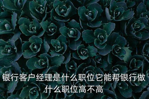 什么是銀行直銷客戶經(jīng)理，銀行客戶經(jīng)理是什么職位它能幫銀行做什么職位高不高