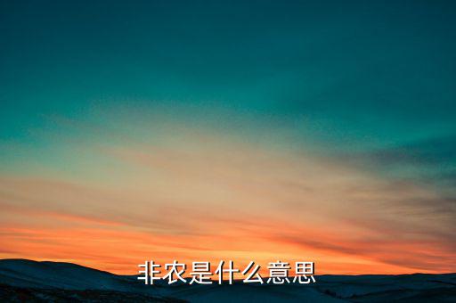 大非農(nóng)是什么意思，非農(nóng)是什么意思