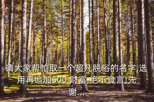 請大家?guī)兔θ∫粋€超凡脫俗的名字,選用再追加500 財(cái)富,絕不食言!先謝...