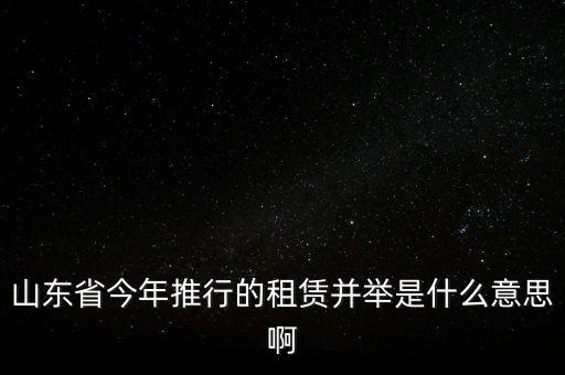 租售并舉是什么意思，山東省今年推行的租賃并舉是什么意思啊