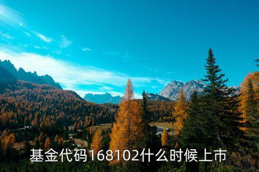 168101基金什么時(shí)候上市，基金代碼168102什么時(shí)候上巿
