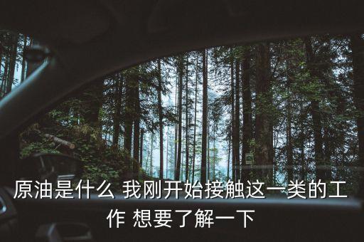 原油是什么工作，原油是什么 我剛開始接觸這一類的工作 想要了解一下