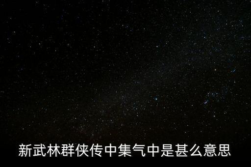 中集是什么意思，新武林群俠傳中集氣中是甚么意思