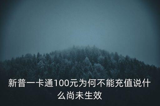 新普一卡通為什么不能沖，新普一卡通100元為何不能充值說什么尚未生效
