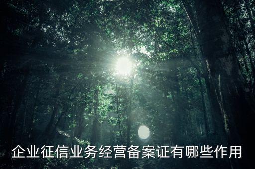 企業(yè)征信業(yè)務(wù)經(jīng)營(yíng)備案證有什么用，中國(guó)人民銀行機(jī)構(gòu)信用代碼證有什么作用