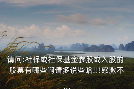 請(qǐng)問(wèn):社?；蛏绫；饏⒐苫蛉牍傻?股票有哪些啊請(qǐng)多說(shuō)些哈!!!感激不...